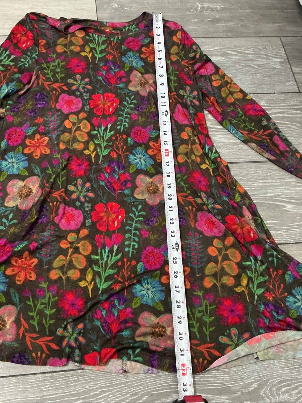 Natural Life STEVIE Long Sleeve Soft Mini Dress in Rainbow Garden Black M - Picture 4 of 9